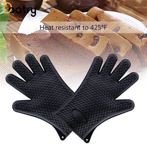 Heat Resistant Silicone Glove Oven Pot Holder Bbq Cooking Mitts Tool Baking Kitchen Colorful