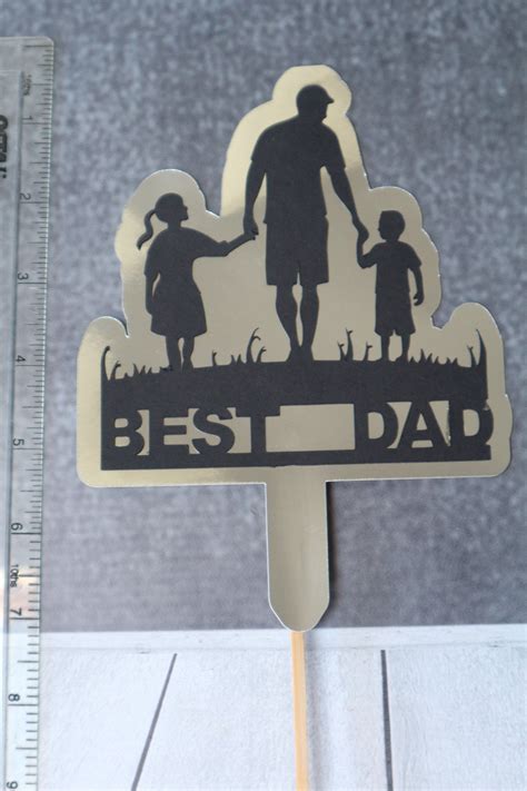 Best Dad Cake Topper Fathers Day Birthday Gold Or Silver Card Etsy Uk