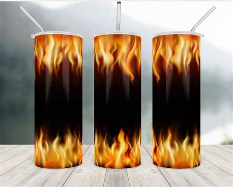 Fire Tumbler Wrap 20oz Skinny Tumbler Sublimation Flame Etsy