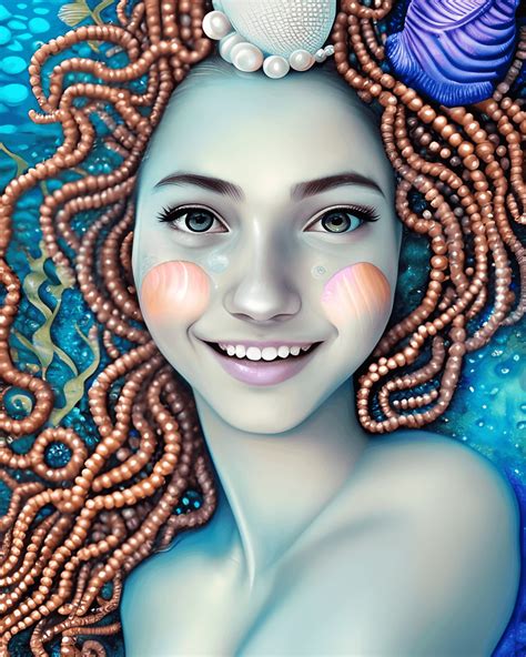 Under The Sea Super Cute Mermaid Head Graphic · Creative Fabrica