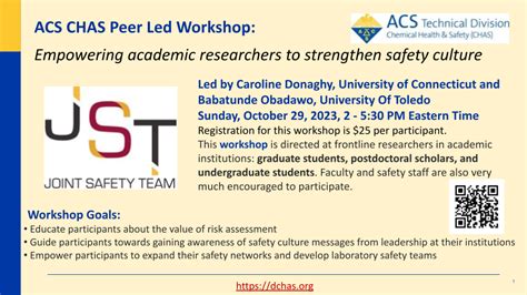 Lst Workshops Oct Acs Division Of Chemical Health And Safety