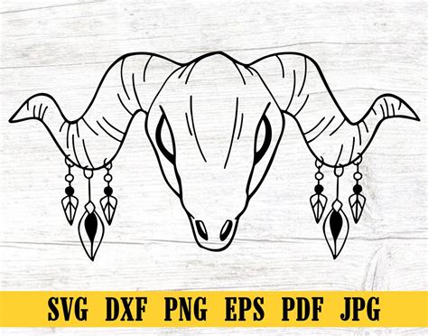 Buffalo Horn Boho Style Bison Skull Svg Cow Skull Svg Cattle Skull Svg Bison Skull Clipart