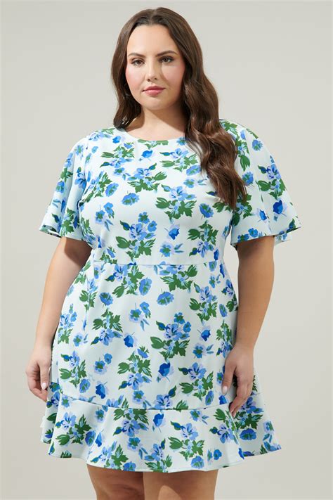 Magnolis Floral Flouncy Mini Dress Curve Sugarlips