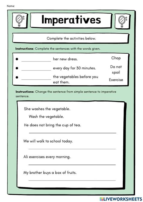 Year 5 Imperative Sentences Worksheet Live Worksheets Worksheets