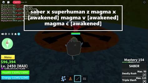 Superhuman Fully Awakened Magma Saber V2 Combo In Blox Fruits Youtube