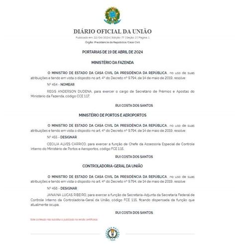 Minist Rio Da Fazenda Nomeia Secret Rio De Pr Mios E Apostas