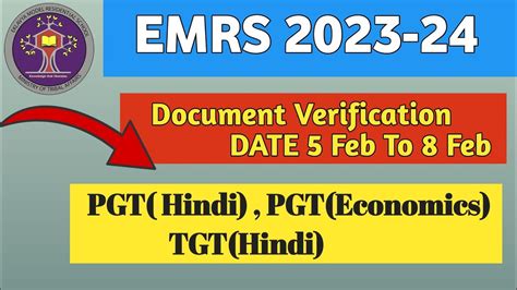 Emrs Document Verification Feb To Feb Pgt Hindi Pgt