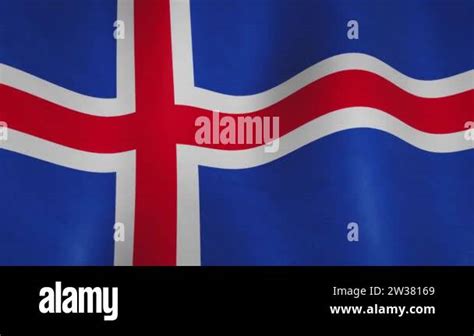 Iceland Waving Flag Full Screen Background Icelandic Political Wavy