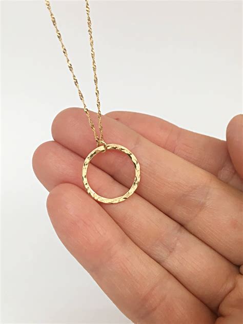 Karma Solid Gold Necklace 14k Circle Karma Necklace Karma Etsy