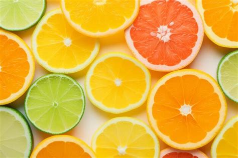 Premium AI Image Top View Of Citrus Fruit Slices Arranged On A