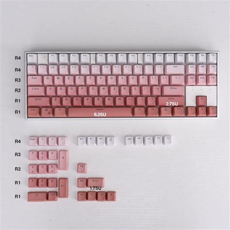 Gradient Red Keycaps Pbt Backlit Double Shot Oem Profile Keycap For