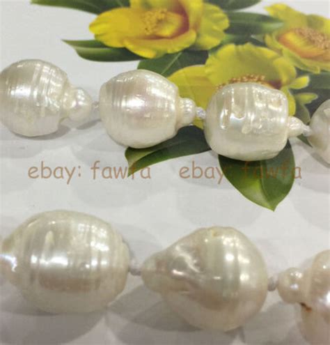 RARE HUGE 15X20MM WHITE SOUTH SEA BAROQUE KESHI AKOYA PEARL NECKLACE 18