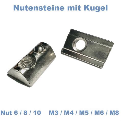 Nutensteine Mit Zentrierung Federkugel Aluprofil Nut6 Nut8 Nut10 M3 M4