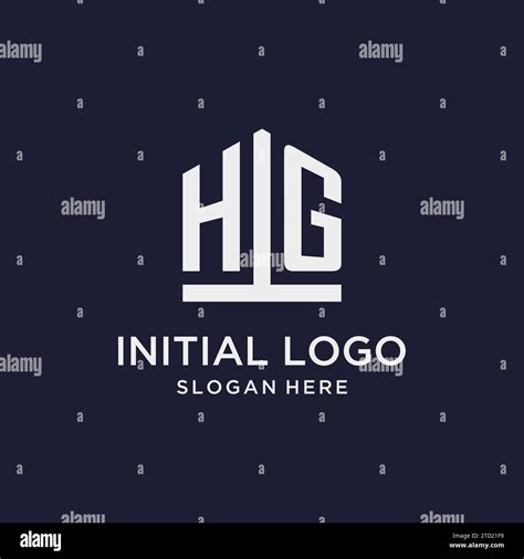 HG Initial Monogram Logo Design With Pentagon Shape Style Design Ideas