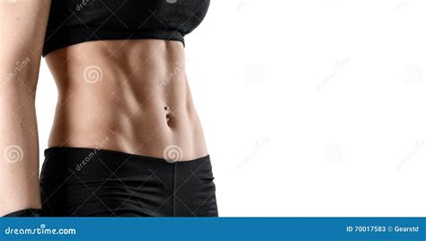 Cropped Image Torso Of Woman With Perfect Abdominal Muscles Stock Image