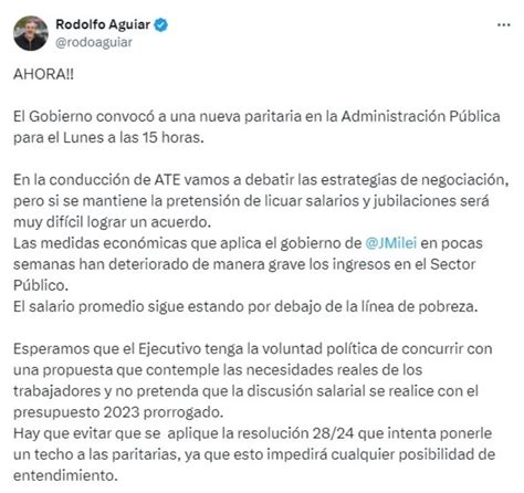 El Gobierno Convocó A Paritarias Estatales Y Ate Advirtió Que Será Difícil Lograr Un Acuerdo