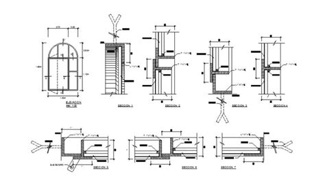 Metallic Gate Opening Structure Elevation And Sectional Details Dwg File