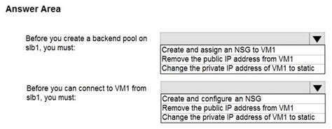 HOTSPOT You Have An Azure Virtual Machine Named VM1 That Connects To