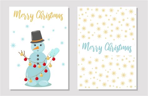 Cute funny snowman Holiday greeting Card template. 35179669 Vector Art ...