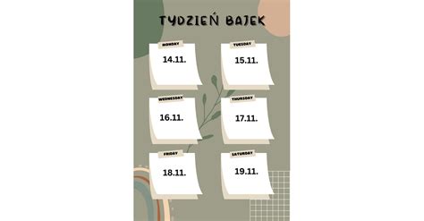 Storytelling Week Green Aesthetic Weekly Schedule Planner Illustrated A4 Document