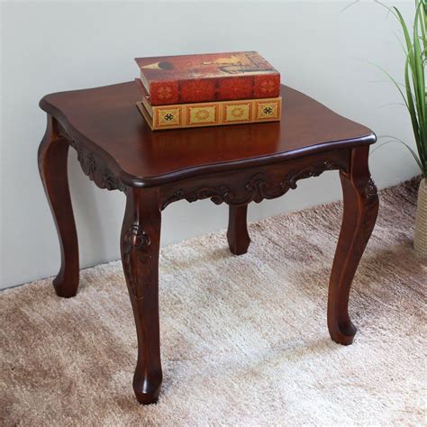 International Caravan Furniture Piece Carved Wood Square End Table