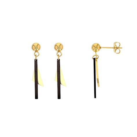 Boucles d oreilles pendantes en acier doré et noir Laval Europe