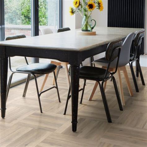 Naked Blond Oak Large Parquet Vinyl Flooring Camaro Wood PUR