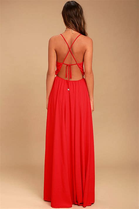 Lovely Red Maxi Dress Backless Maxi Dress Lace Up Maxi 96 00