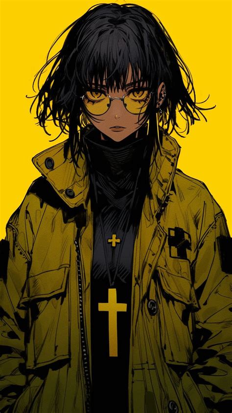 A Person With Glasses And A Cross On A Yellow Background Эскизы