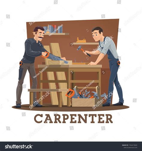 Carpenters Workshop Cartoon Vector Carpentry Industry Stock Vector