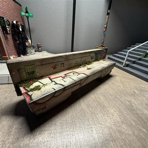 12 Cement Fingerboard Park Bench Ledge With Graffiti Weathering