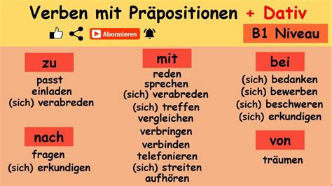 Verben mit Präpositionen Dativ Deutsch lernen B1 Niveau