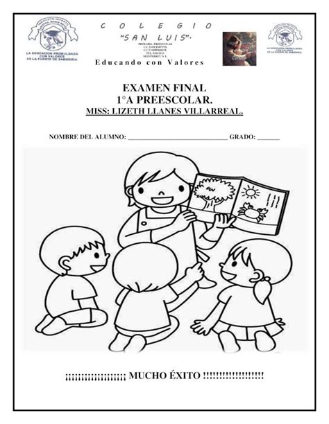 Pdf Examen Final A Preescolar Colegio San Luis Examen De