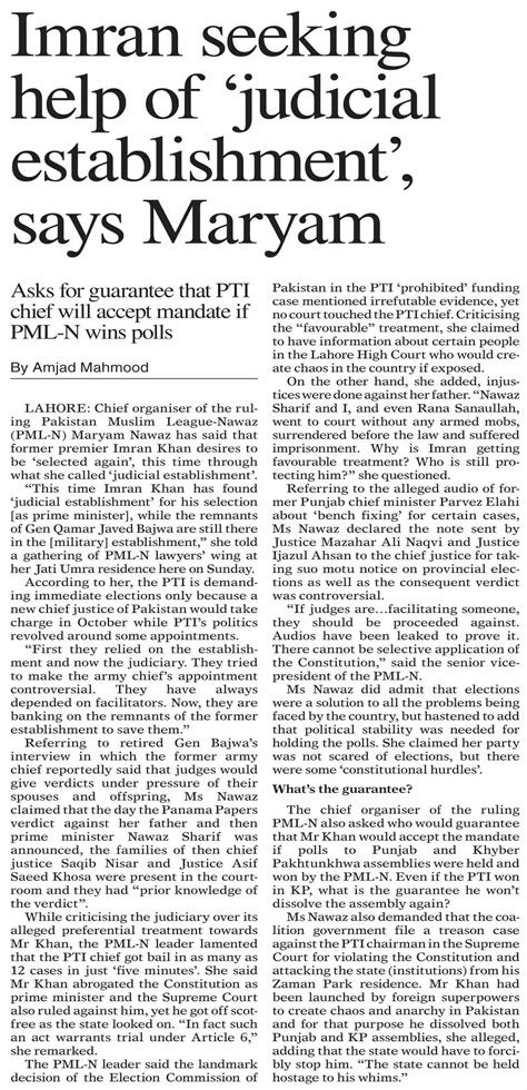 Dawn Epaper Mar 27 2023 Imran Seeking Help Of `judicial