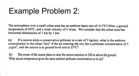 Solved Example Problem 2: The atmosphere over a small urban | Chegg.com