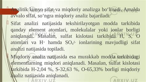 Analitik Kimyo Fani Tadqiqot Doirasi Maqsadi Va Vazifalari Kimyo