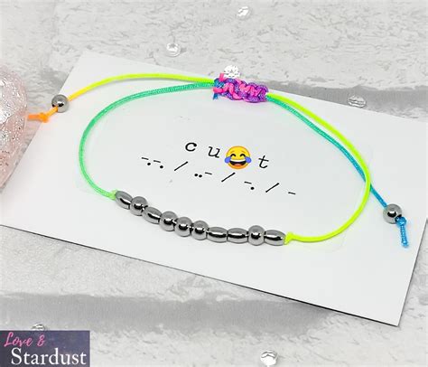 MATURE Cunt MORSE CODE Bracelet Stainless Steel Beads Adjustable Sliding Knot To Fit Any Size