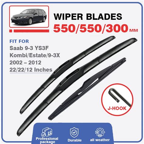 Front Rear Wiper Blades For Saab 93 9 3 9 3 2002 2012 YS3F Kombi Estate