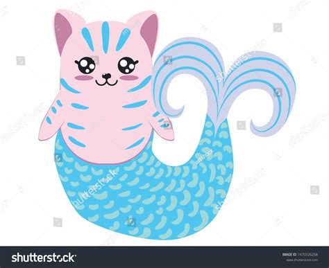 Cute Cartoon Cat Mermaid Tail Fantasy Stock Vector (Royalty Free) 1470326258 | Shutterstock