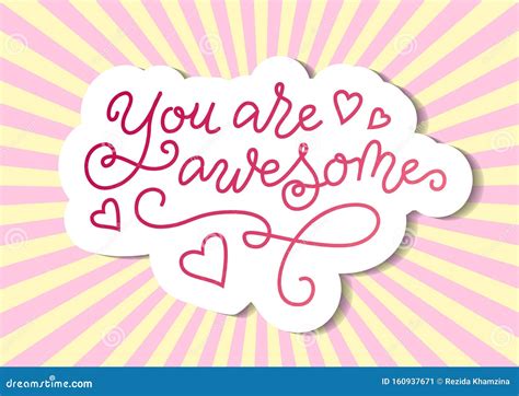 Modern Calligraphy Lettering Of You Are Awesome In Pink With White