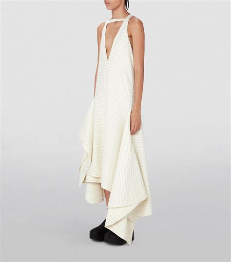 Womens JW Anderson White Wool Blend Striped Maxi Dress Harrods UK