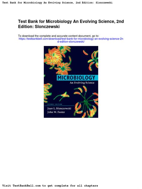 Test Bank For Microbiology An Evolving Science 2nd Edition Slonczewski