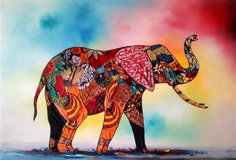 African Elephant Mixed Media Wall Art By Ema Kato 2022 Painting