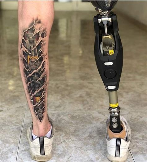 Biomechanical Knee Tattoo