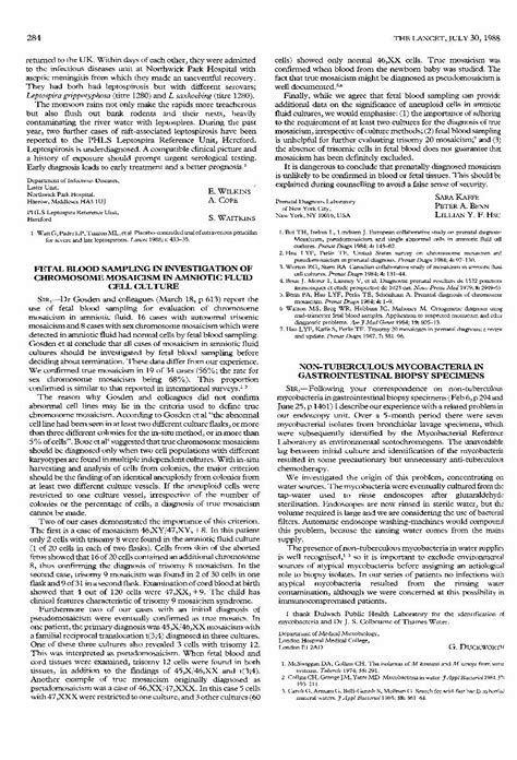 Pdf Fetal Blood Sampling In Investigation Of Chromosome Mosaicism In