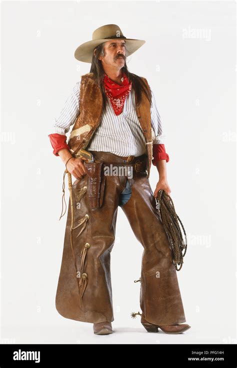 Texas Cowboy Of Late 1800s Wearing Batwing Chaps Stock Photo Alamy