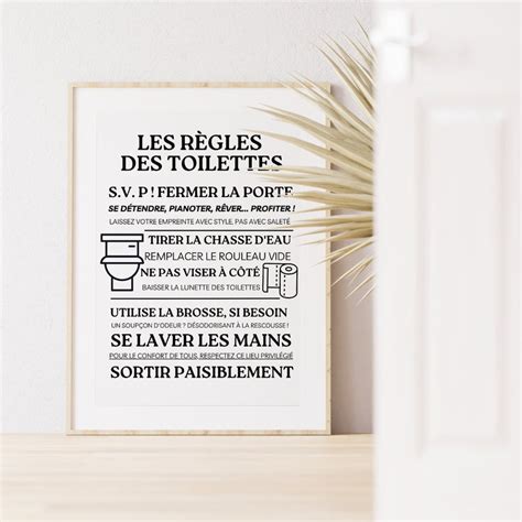 Affiche Les R Gles Des Toilettes Affiche Minimaliste Imprimer Etsy