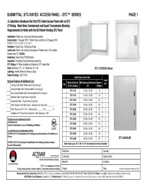 Fillable Online SUBMITTAL STCRATED ACCESS PANEL STC SERIES PAGE 1