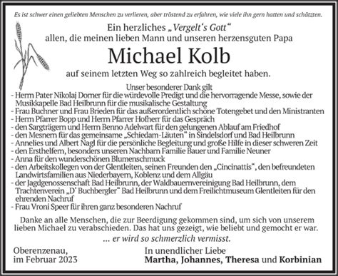 Traueranzeigen Von Michael Kolb Trauer Merkur De