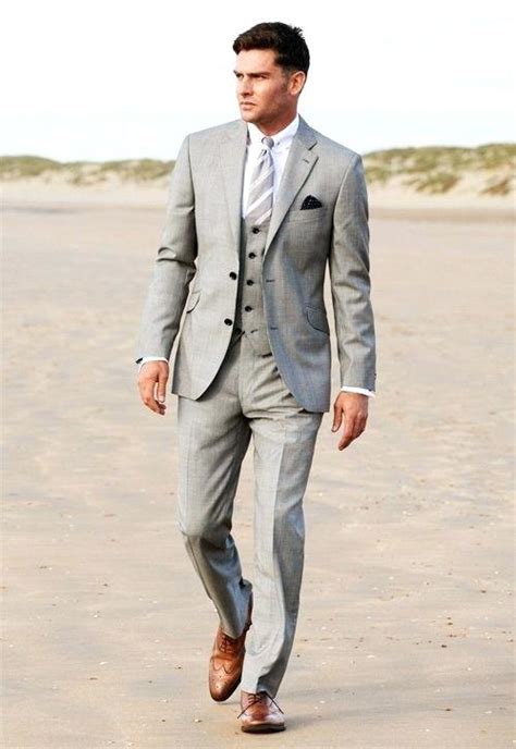 Light Grey Suit Brown Shoes Light Grey Suit For Elegant Man A Fashion